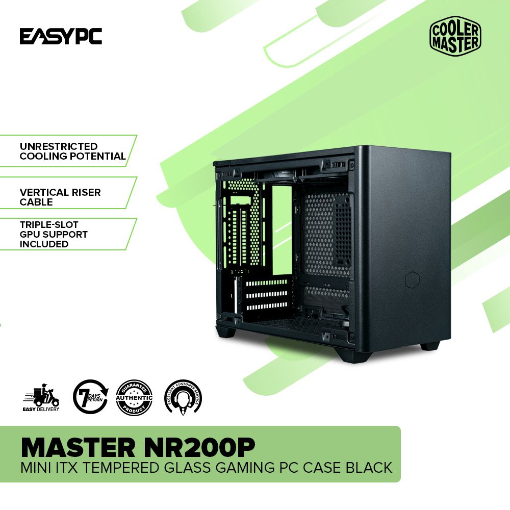 Cooler Master NR200P MAX Mini-ITX Case with 280mm AIO, 850W SFX PSU,  Vertical GPU Mount, PCIe Gen4 Riser, Glass or Vented Panel