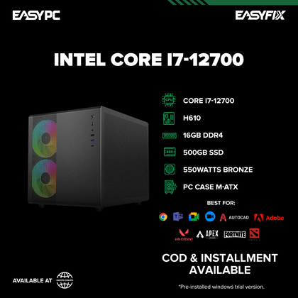 Core i5 12400 / H610 / 16GB DDR4 / 500GB SSD / 550W Power Supply/ PC Case M-ATX