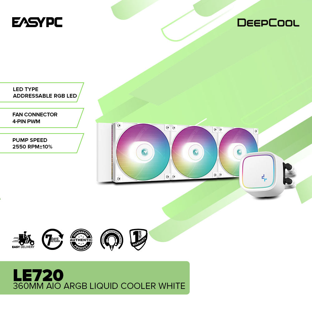 Deepcool LE720 ARGB White Komplett-Wasserkühlung, 360mm - weiß - All-in-One  WaKü (AIO)