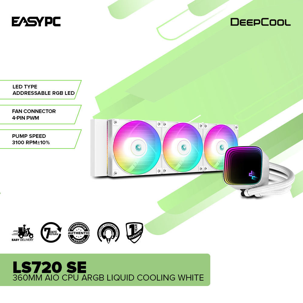 Deepcool LS720 SE 360mm AIO CPU ARGB Liquid Cooling White – EasyPC