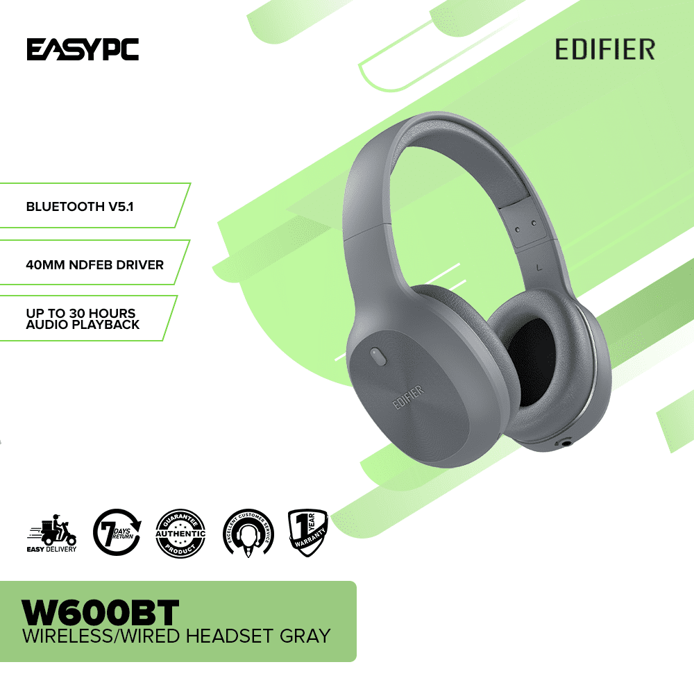 Edifier W600BT Wireless/Wired Headset Gray – EasyPC