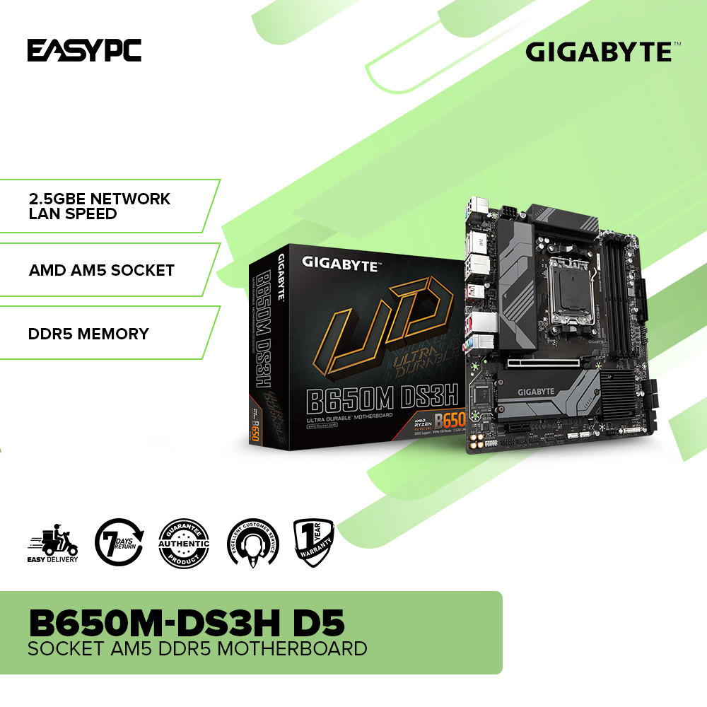 GIGABYTE B650M-DS3H D5 SOCKET AM5 DDR5 Motherboard – EasyPC