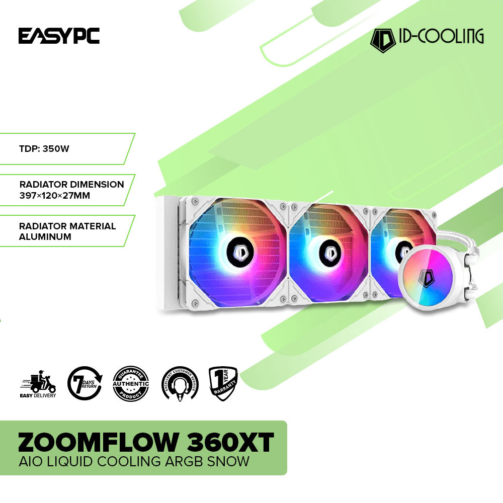 ID Cooling Zoomflow 360XT AIO Liquid Cooling ARGB SNOW – EasyPC