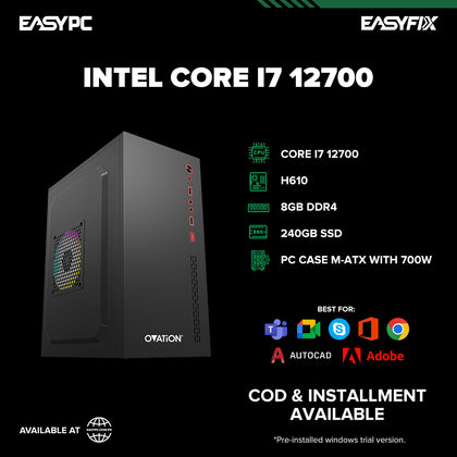 INTEL Core i7 12700 / H610 / 8GB DDR4 / 240GB SSD / PC Case M-ATX with 700W