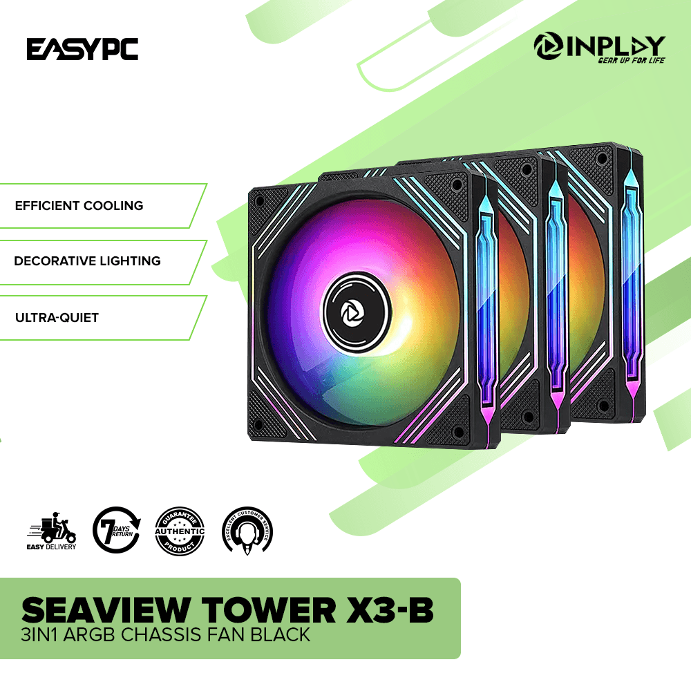 Inplay Seaview Tower X3-B 3in1 ARGB Chassis Fan Black – EasyPC