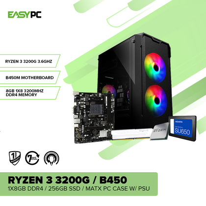 AMD Ryzen 3 3200G Budget Productivity Desktop Computer - Quad Core APU for Office & Business | 8GB DDR4 256GB SSD KIT.9774