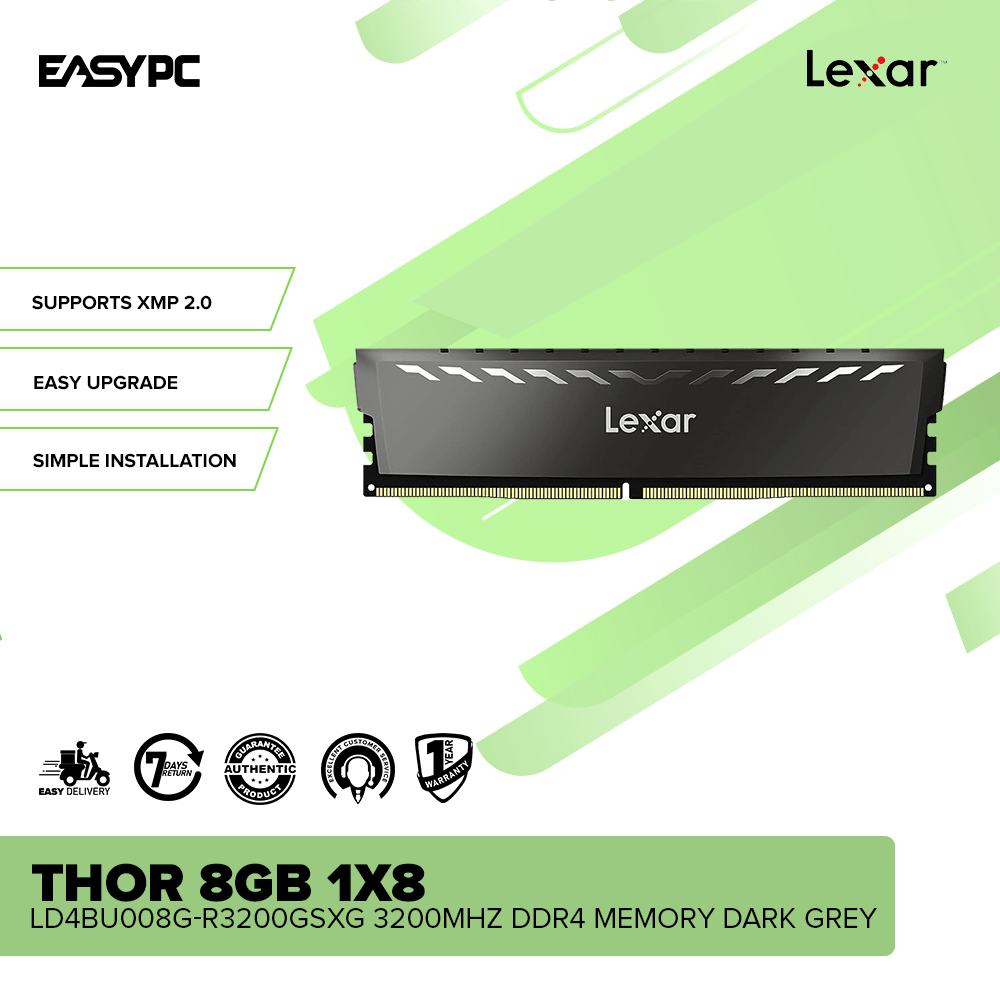 Lexar Thor 8GB LD4BU008G-R3200GSXG 1x8 3200Mhz DDR4 Memory Dark