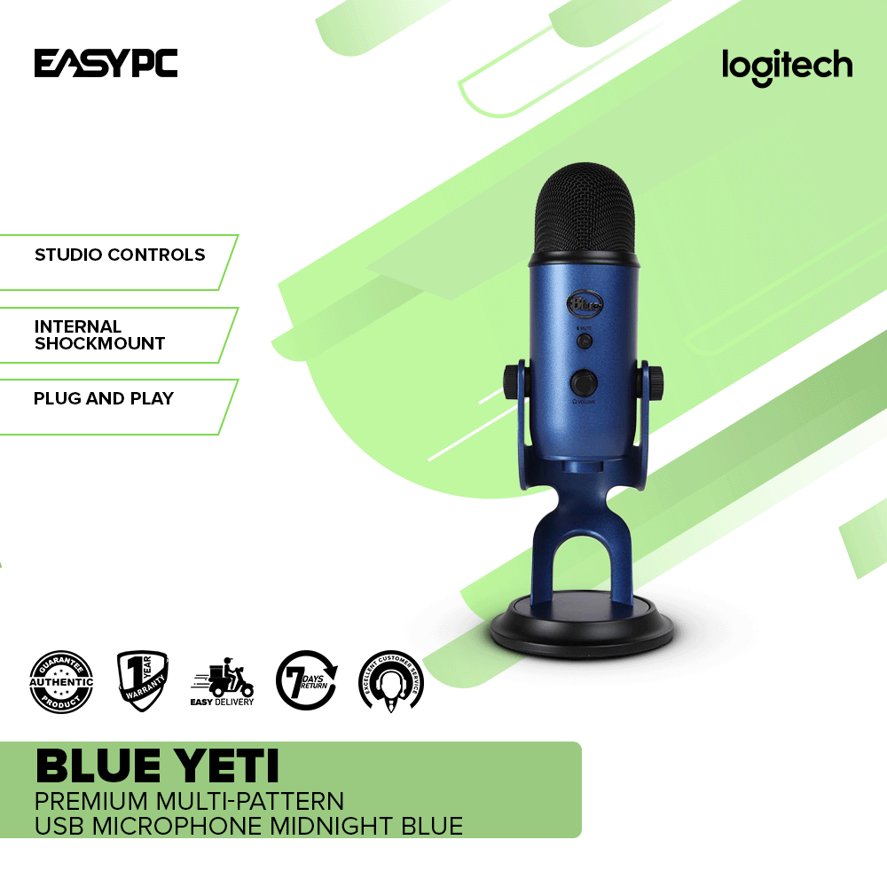 Logitech Blue Yeti Premium Multi-Pattern USB Microphone Midnight Blue ...