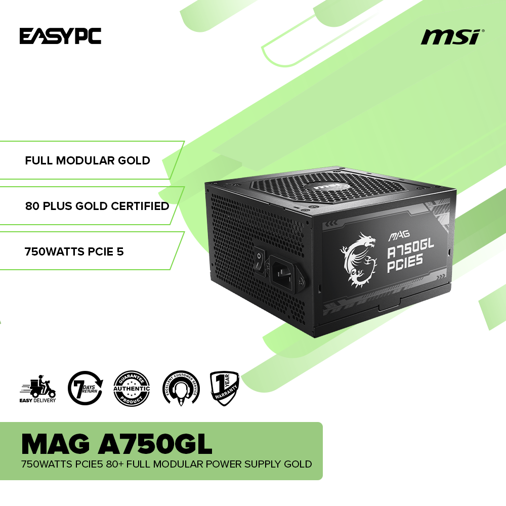 MSI 750W MPG A750GF 80+ Gold Fully Modular Power Supply