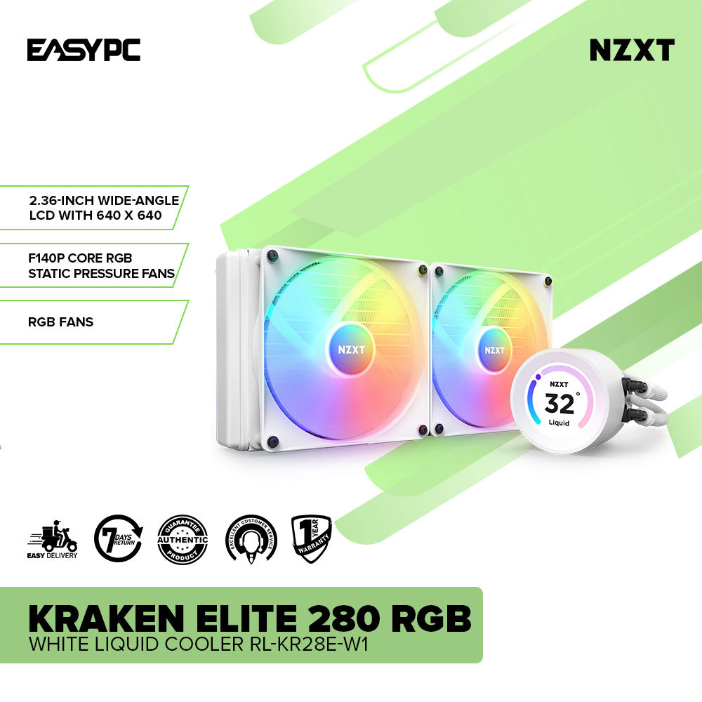 NZXT Kraken Elite 280 RGB White Liquid Cooler RL-KR28E-W1 – EasyPC