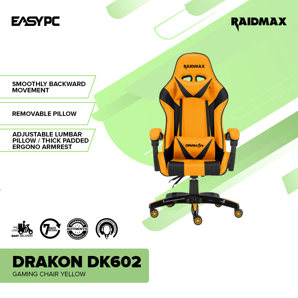 Raidmax Drakon DK602 Gaming Chair Yellow EasyPC