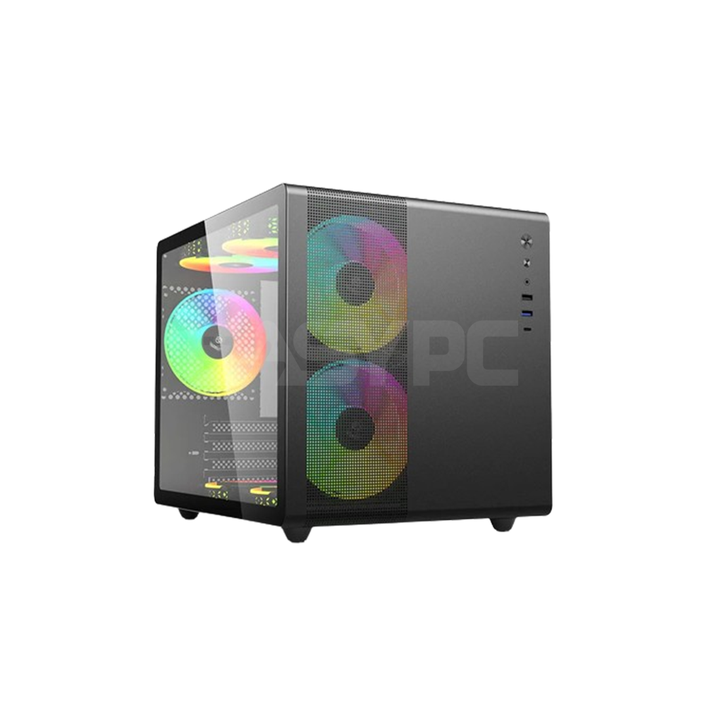 YGT V300 MAtx Tempered Glass Gaming PC Case Black EasyPC