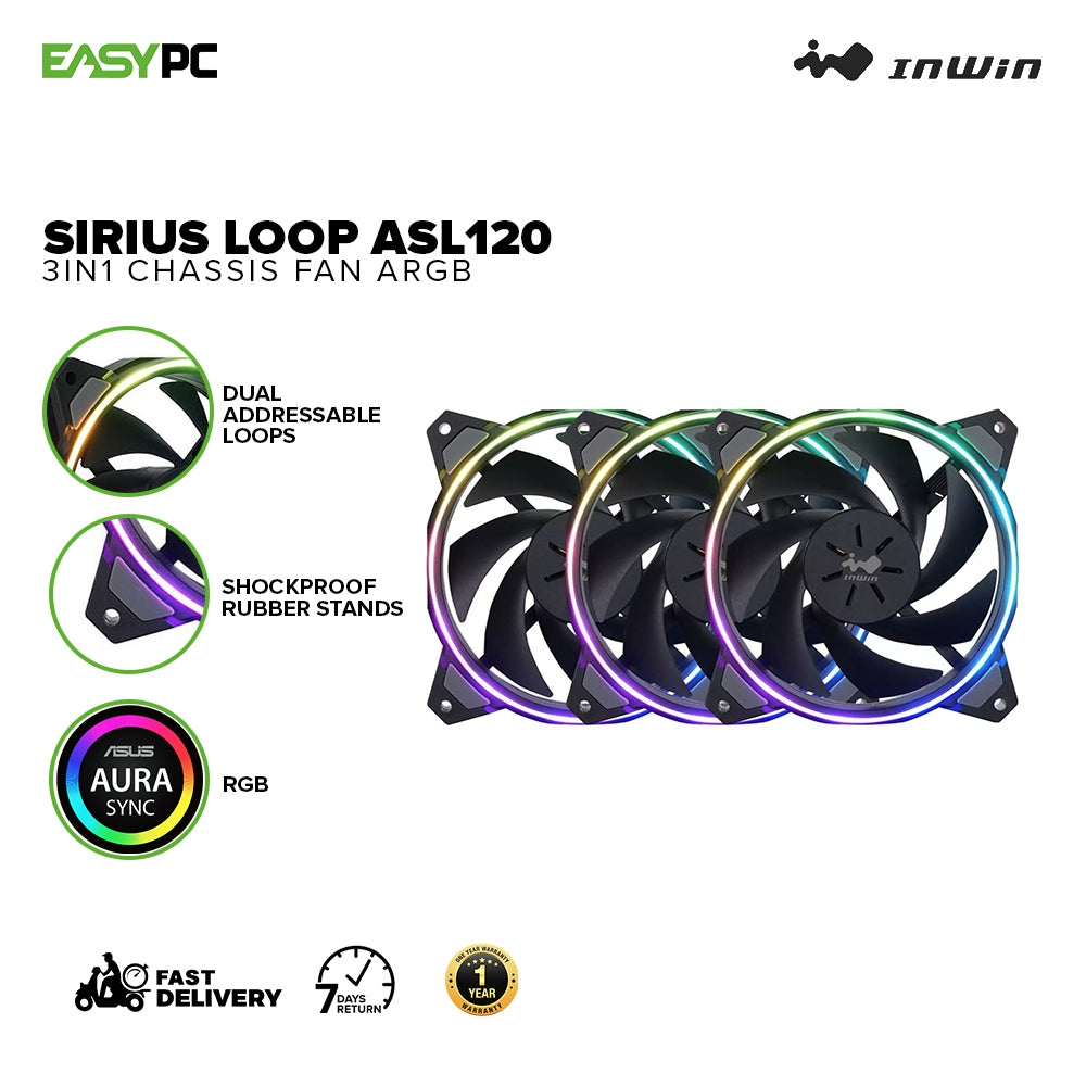 INWIN SIRIUS LOOP ARGB 120mm FAN TRIPLE PACK 12CM COOLING FAN FULLY Modular Component 226987927 - View #11