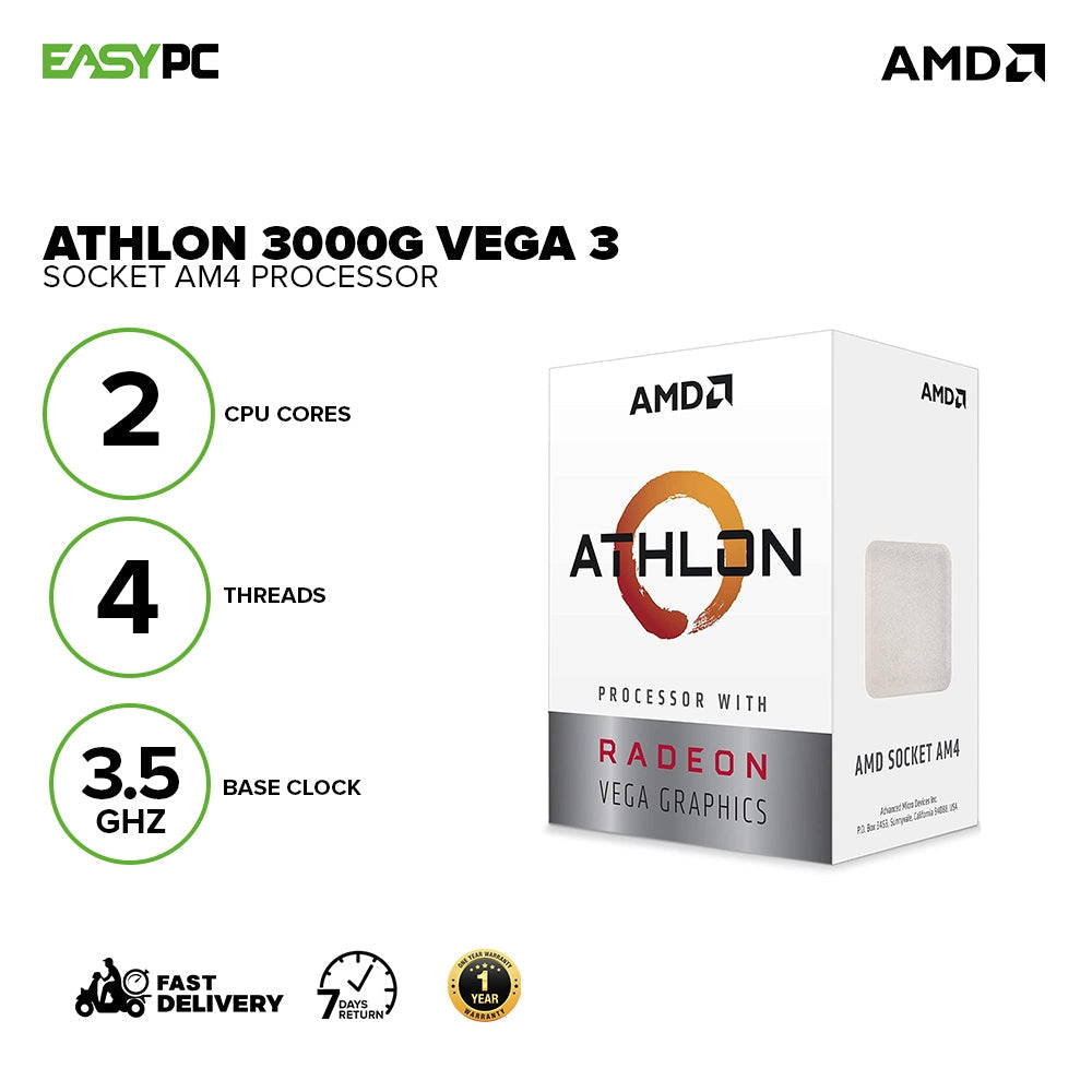 AMD Athlon 3000G Vega 3 Socket Am4 Graphic Processor Box Type – EasyPC