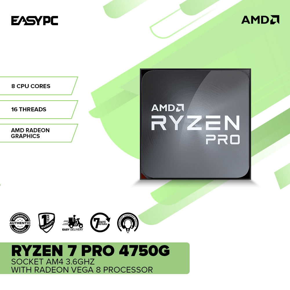 AMD Ryzen 7 Pro 4750G Socket Am4, 16 Thread, 8 CPU Cores, 3.6ghz with –  EasyPC