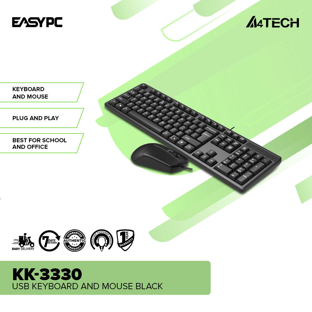 A4Tech kk-3330 Adjustable Keyboard Usb Black Keyboard and Mouse – EasyPC