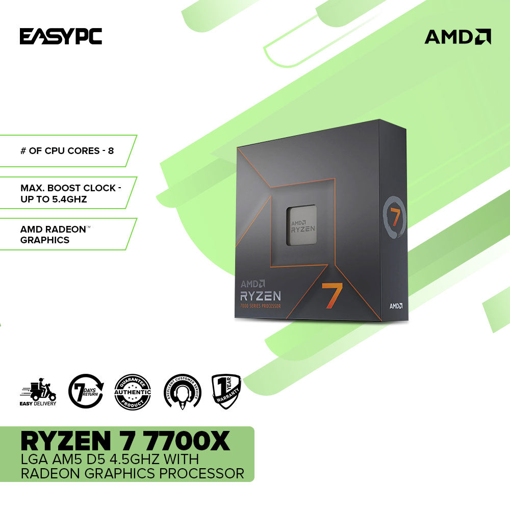 AMD RYZEN 7 7700X LGA AM5 D5 4.5ghz with Radeon Graphics processor – EasyPC