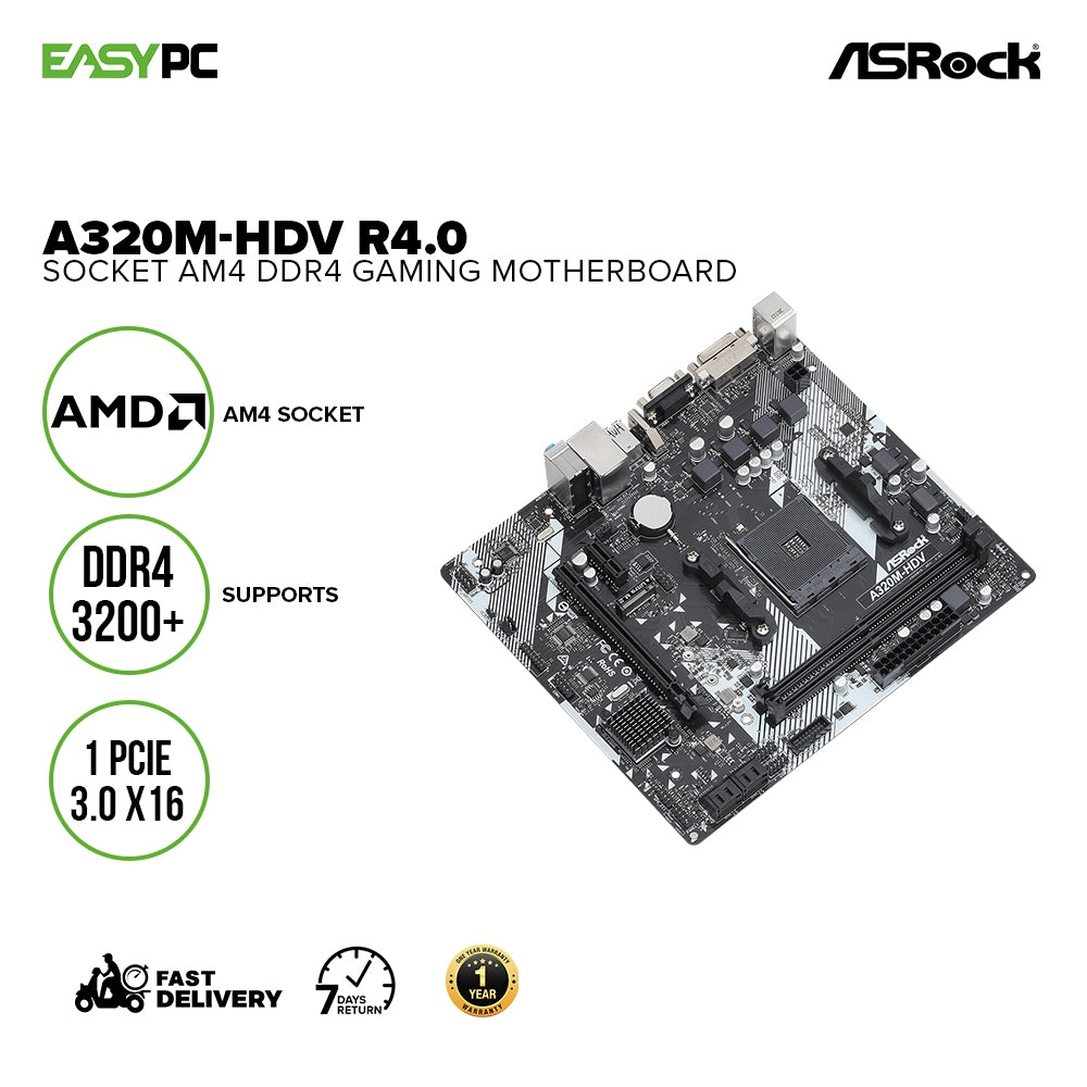 AMD Ryzen 5 5500 + Asrock A320M-HDV R4.0 Motherboard + 8GB DDR4 RAM Bundle