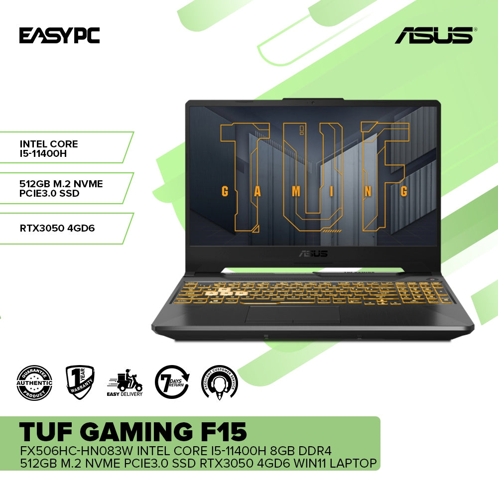 Asus TUF Gaming F15 i5-11400H 8GB DDR4 512GB M.2 NVMe PCIe3.0 SSD RTX3 –  EasyPC