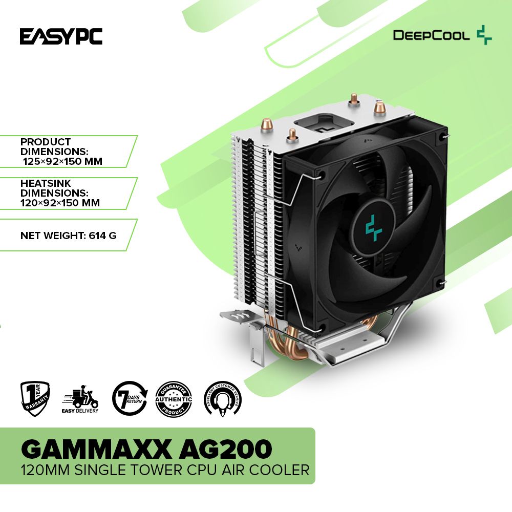 Deepcool Gammaxx AG200 120mm Single Tower Efficient Cooling Power CPU –  EasyPC