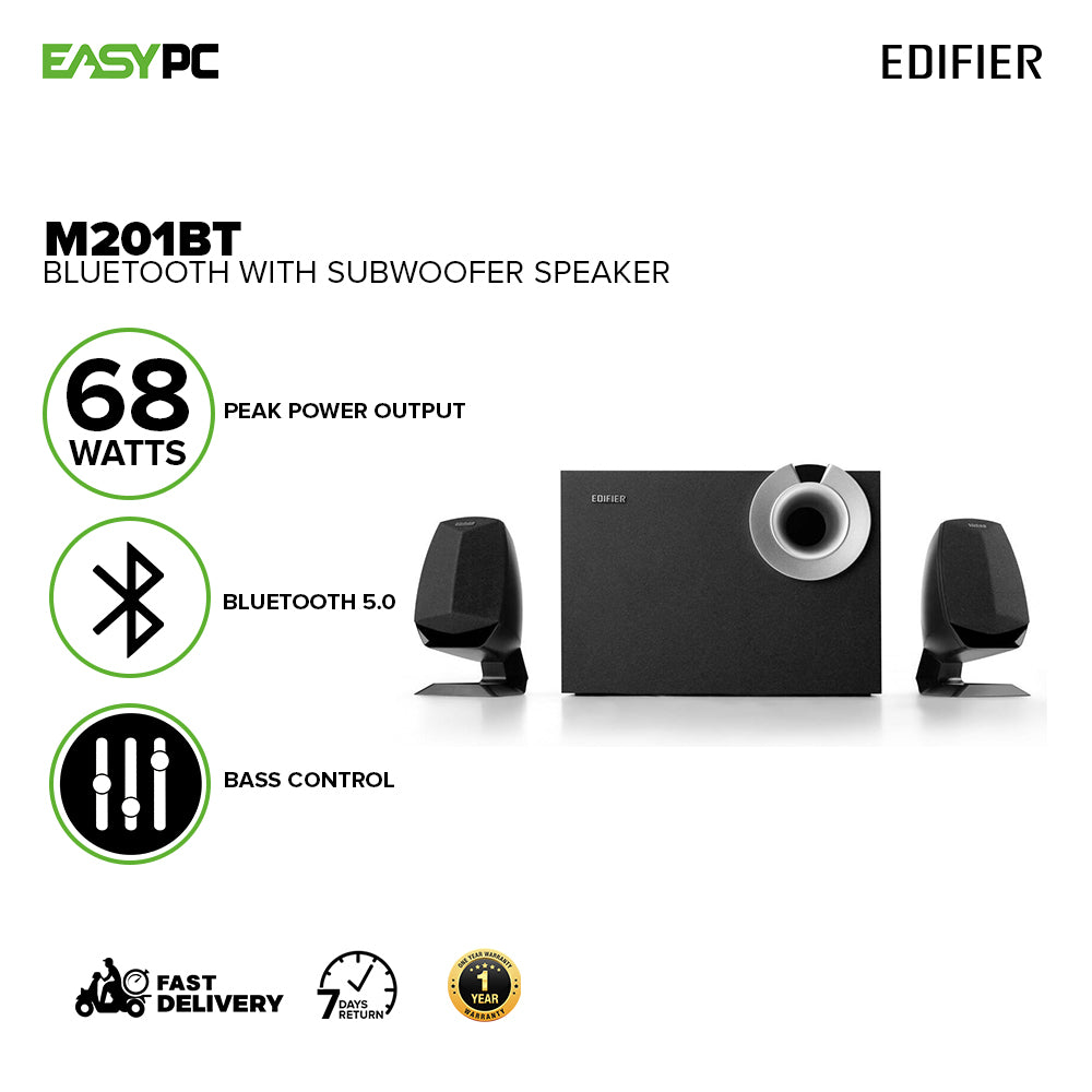 Edifier M201BT 2.1 Bluetooth Multimedia Speaker System (3-Piece