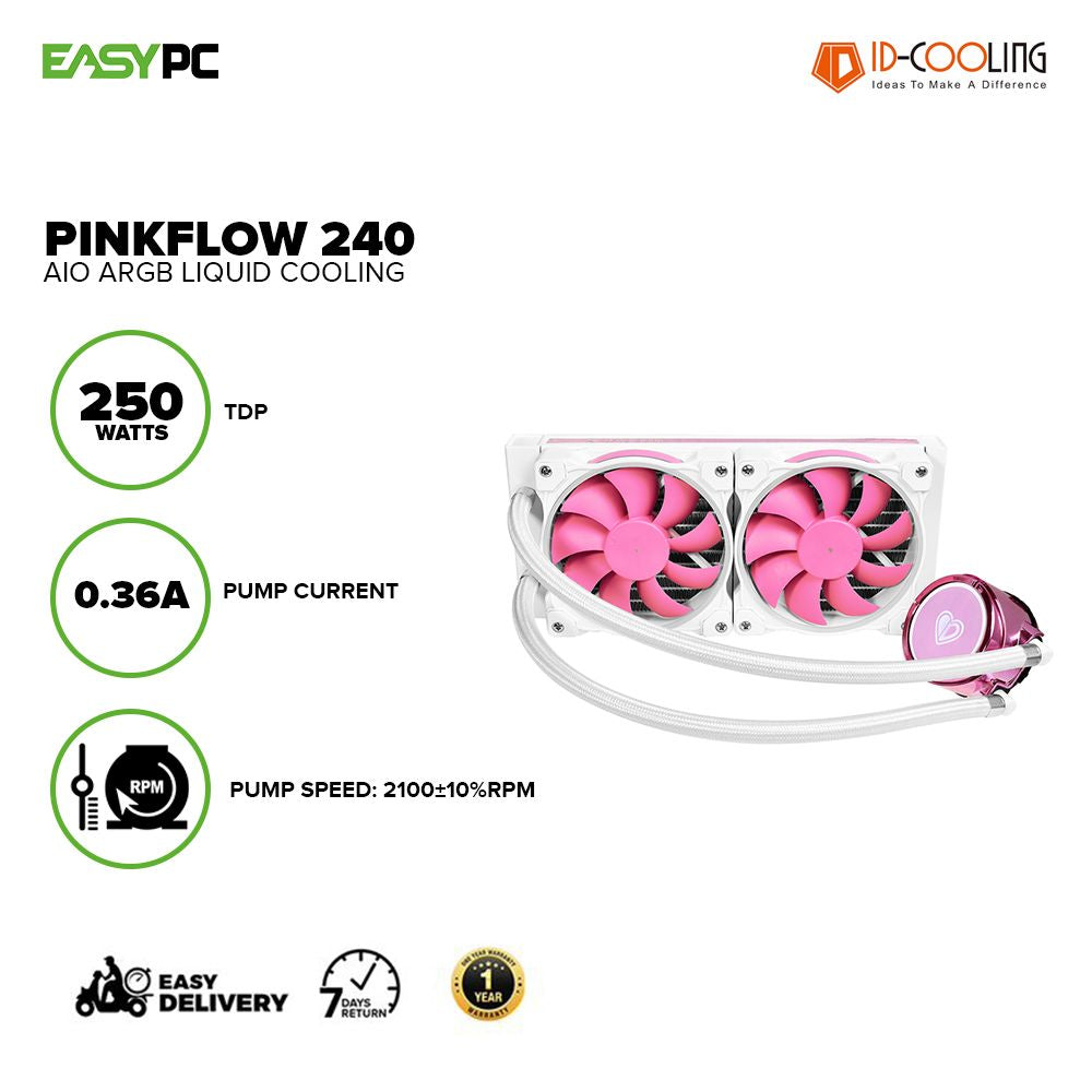 ID Cooling Pinkflow 240 AIO Liquid Cooling ARGB CPU Cooler – EasyPC
