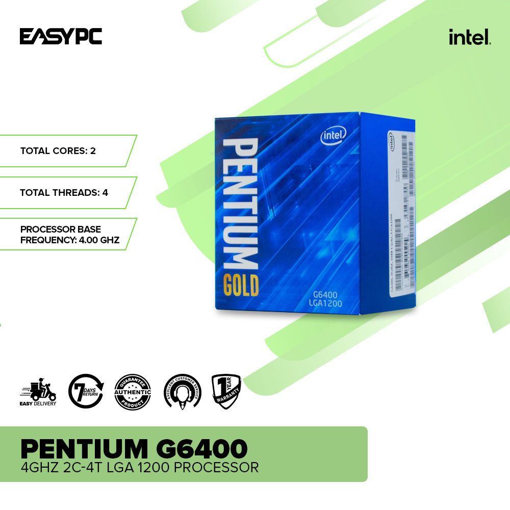 Intel Pentium G6400 4GHz 2C-4T DDR4-2666 LGA 1200 Comet Lake Processor ...