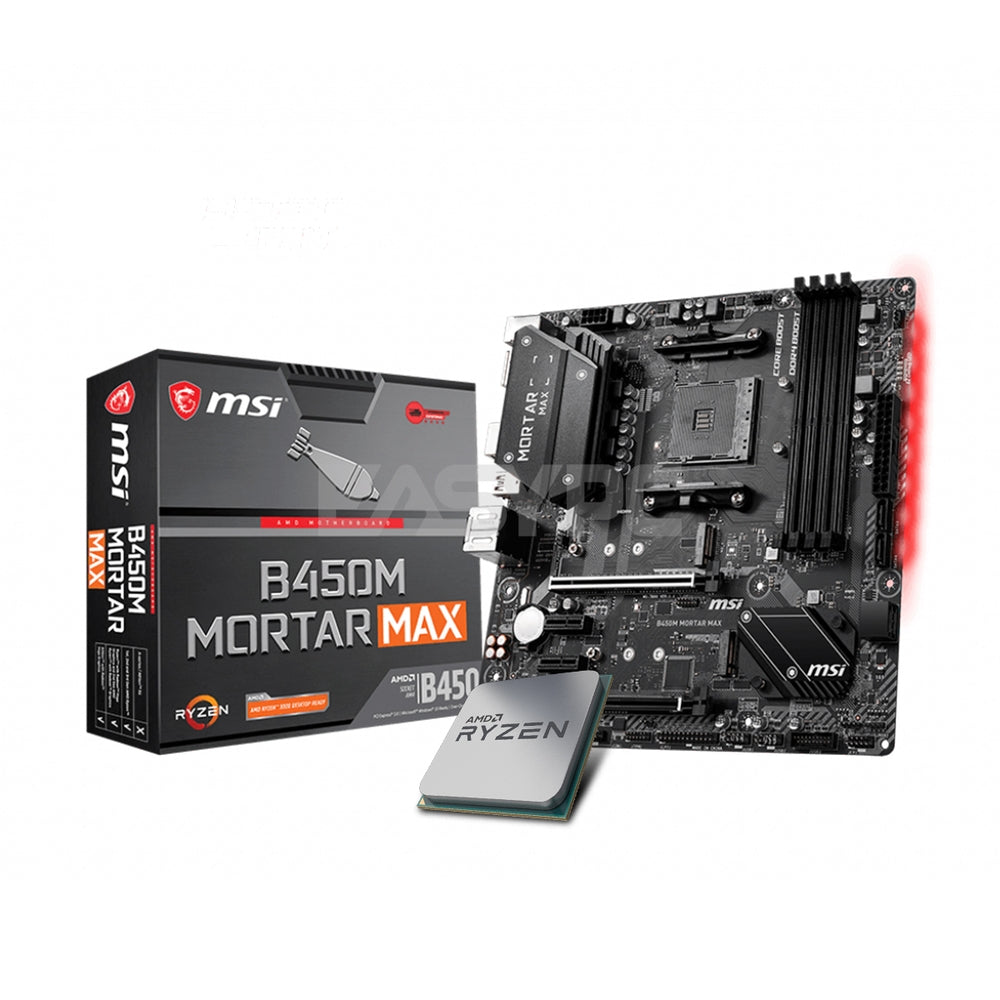 CPU AMD Ryzen 5 3600 + MSI B450M MORTAR MAX AMD Ryzen 5 3600 Processor + MSI B450M Mortar Max Motherboard