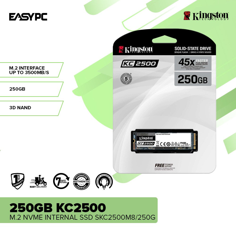 SSD m.2 solido Kingston 2280 250gb pcie nvme ( skc2500m8/250g ) kc2500