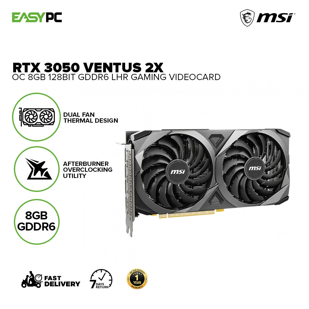 Msi Rtx 3050 Ventus 2X OC 8gb 128bit GDdr6 Gaming Videocard LHR