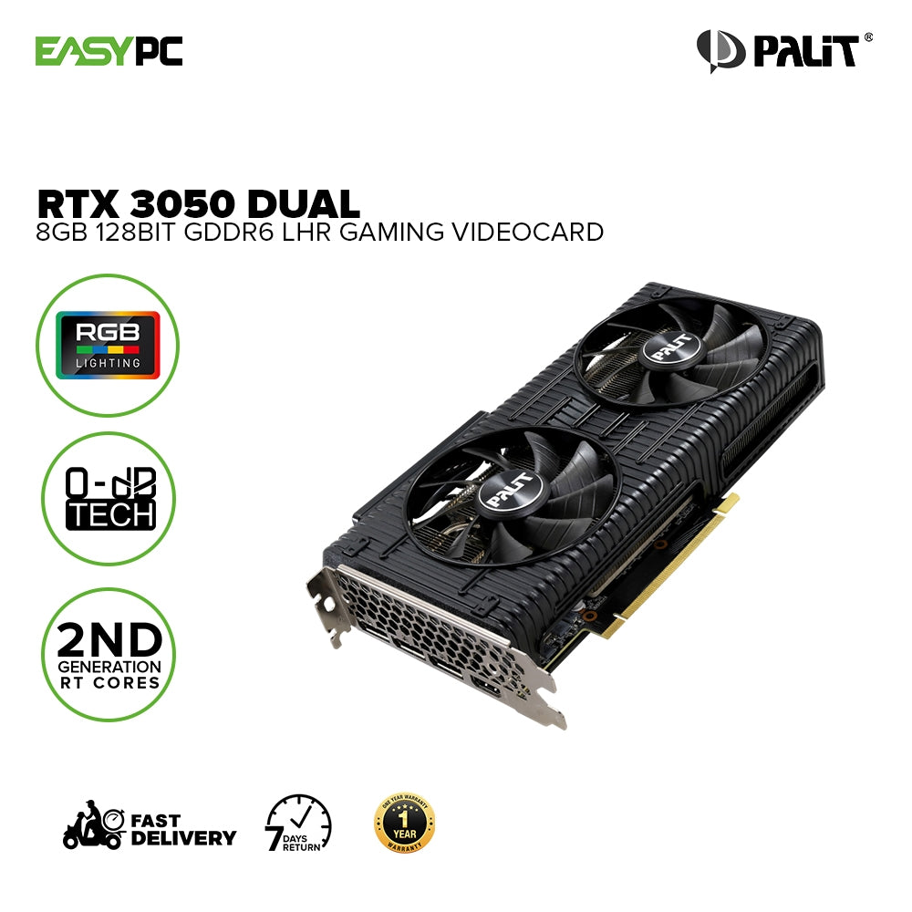 Palit GeForce Rtx 3050 Dual and StormX 8gb 128bit GDdr6 VR Ready LHR Gaming  Videocard Dual