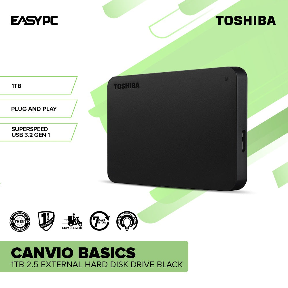 Toshiba Canvio Basics 1tb 2.5 External Hard Disk Drive Black – EasyPC
