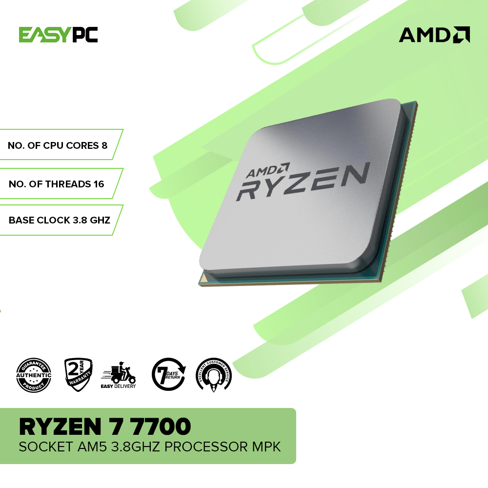 AMD Ryzen 7 7700 8-Core Gaming Processor | 65W AM5 CPU | EasyPC