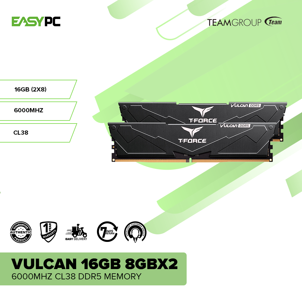 Teamgroup Vulcan 16GB 8GBx2 6000MHz CL38 DDR5 Memory – EasyPC