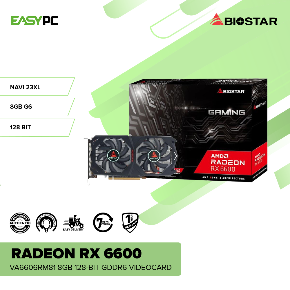 BIOSTAR Radeon RX 6600 VA6606RM81 8GB 128-bit GDDR6 Videocard – EasyPC