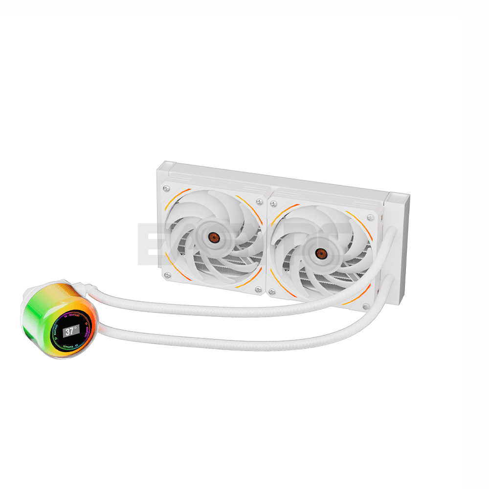 1stplayer CC240 ARGB AIO CPU Liquid Cooler w/ Temp Display White-b