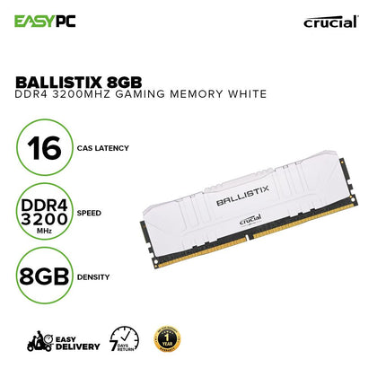 Crucial Ballistix 8gb Ddr4 3200mhz Desktop Gaming Memory White