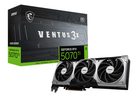 MSI GeForce RTX 5070 Ti Gaming Graphics Card 16GB GDDR7 - VENTUS 3X OC GS07T-16V3C