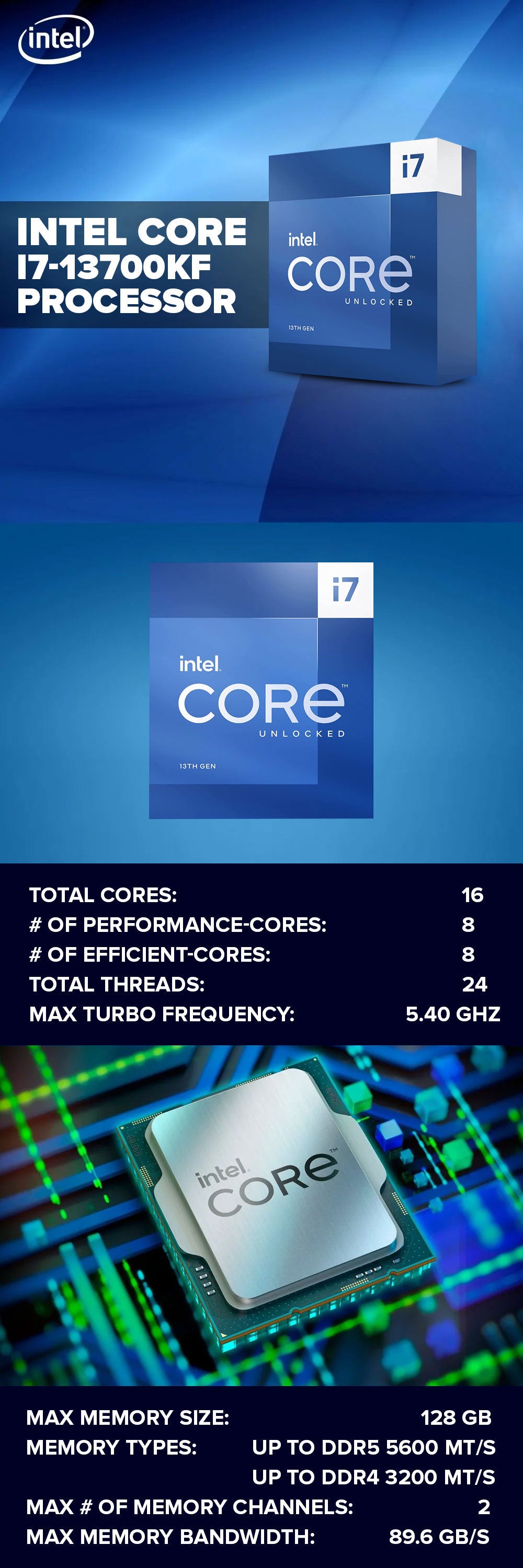 Intel Core i7-13700KF Raptor Lake Socket LGA 1700 4.90GHz