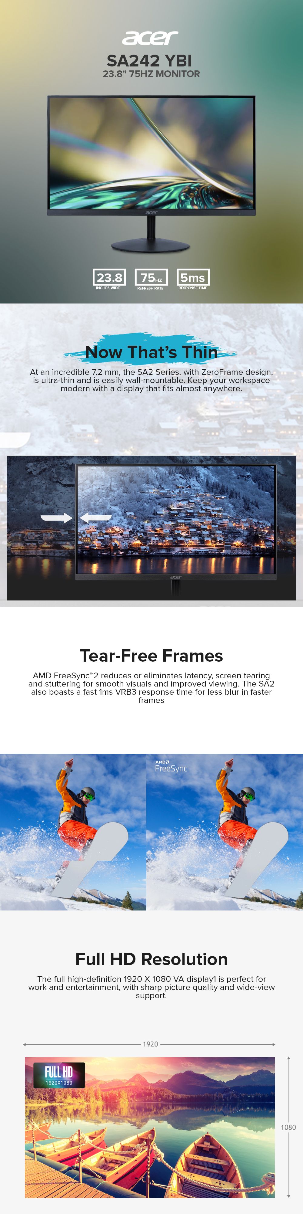 Acer SA242 Ybi 23.8 75Hz Monitor – EasyPC