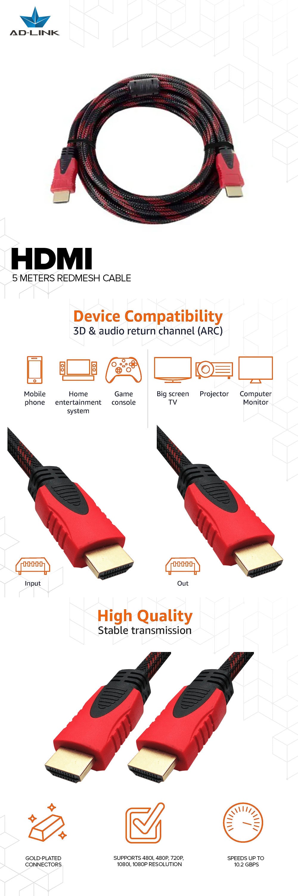 Game One - Ad-Link Display Port to HDMI 1.8m Cable - Game One PH