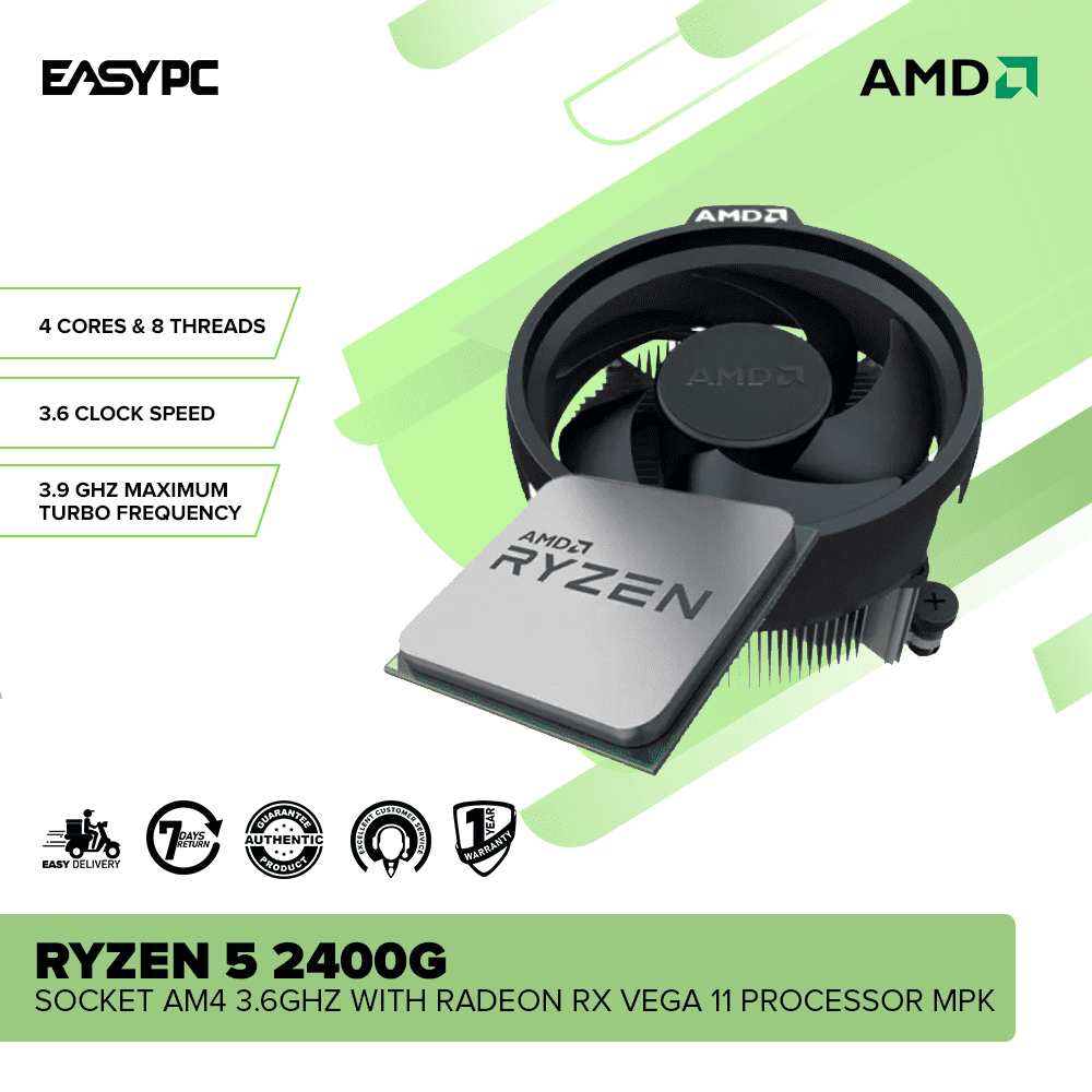 AMD Ryzen 5 2400g Socket Am4 3.6ghz with Radeon RX Vega 11 Processor M EasyPC