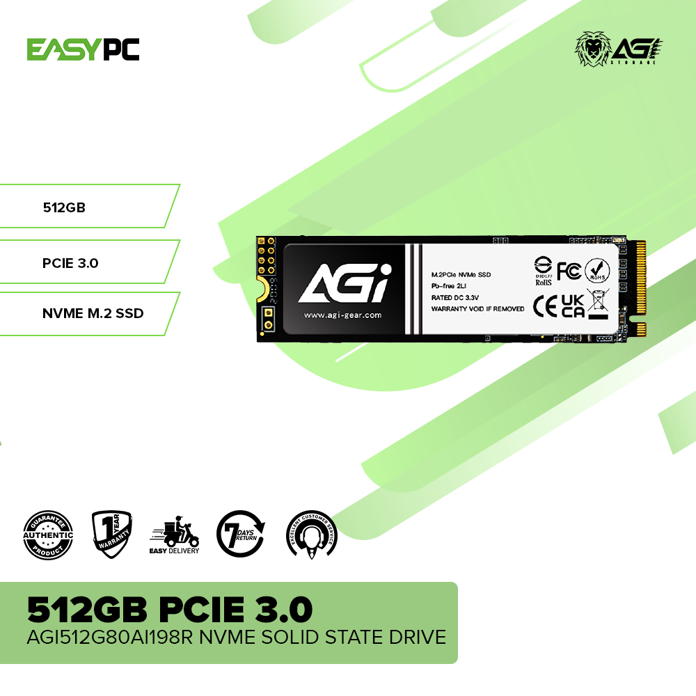 AGI AGI512G80AI198R 512GB PCIE 3.0 NVME SSD – EasyPC
