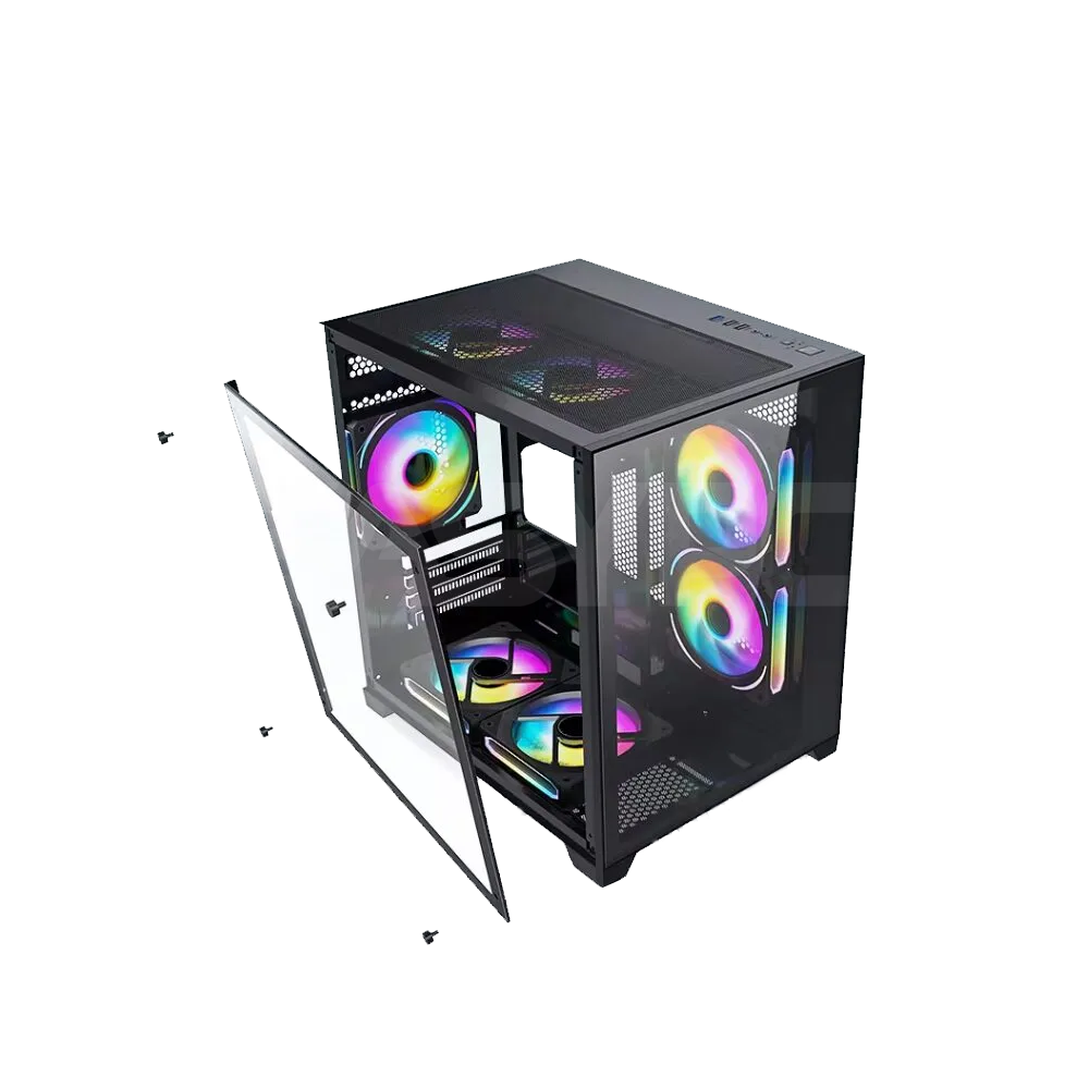 Keytech Robin View Dual Tempered M- ITX/ATX PC Case Black – EasyPC