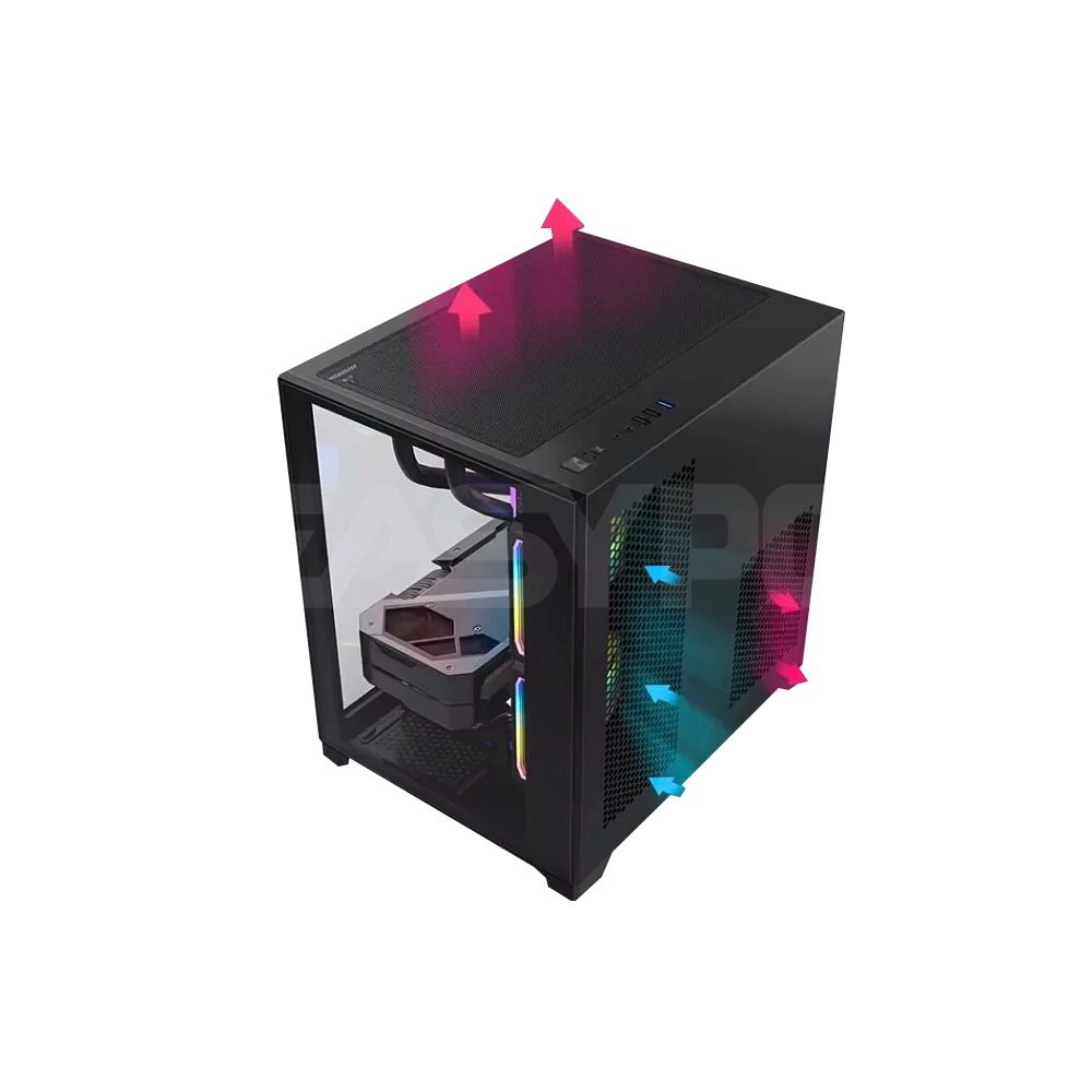 Keytech Robin View Dual Tempered M- ITX/ATX PC Case Black – EasyPC