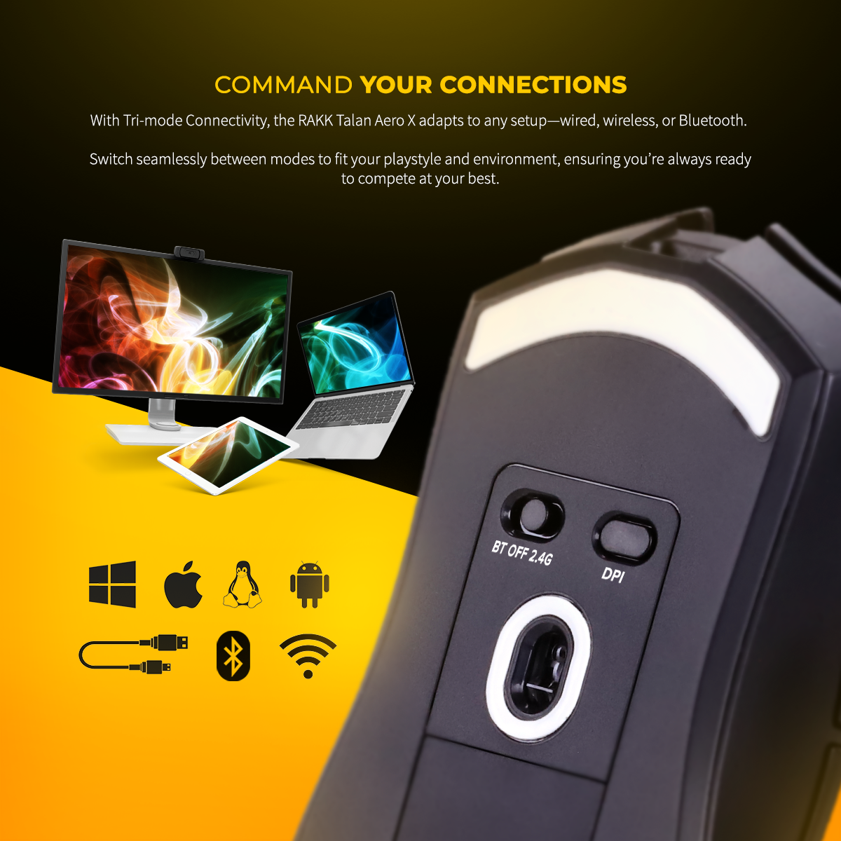 RAKK Talan Aero X Lorikeet - Tri-Mode Connectivity