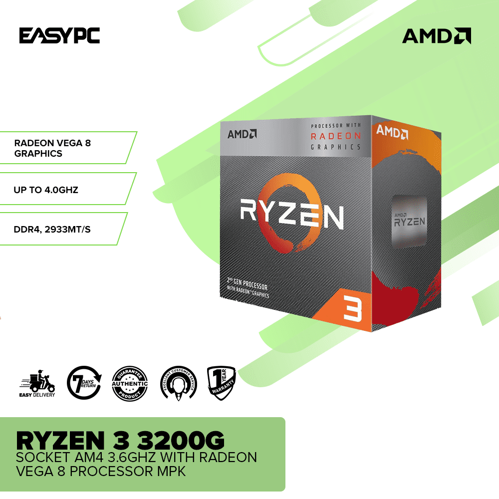 AMD Ryzen 3 3200g Socket Am4 3.6ghz with Radeon Vega 8 Processor MPK ...
