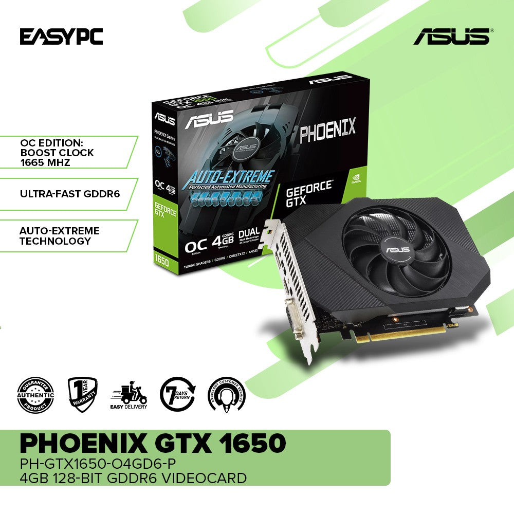 ASUS Phoenix NVIDIA® GeForce GTX 1650 PH-GTX1650-O4GD6-P 4GB 128-bit GDDR6 Videocard