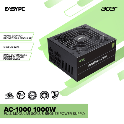 Acer AC-1000 1000w Full Modular 80plus Bronze Power Supply