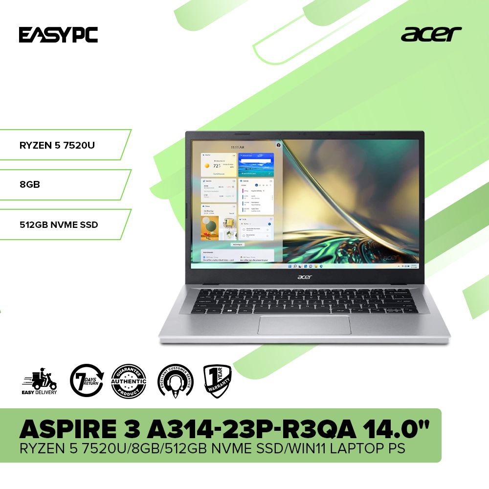 Acer Aspire A314-23P-R3QA Ryzen 7520U/8GB/512GB NVMe SSD